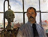 Lovis Corinth Self Portrait with Skeleton painting